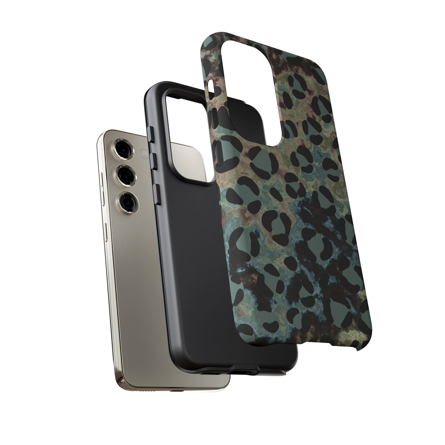 Moody Watercolor Leopard Print Tough Samsung Galaxy Case – Earthy Abstract Pattern with Dual-Layer Protection