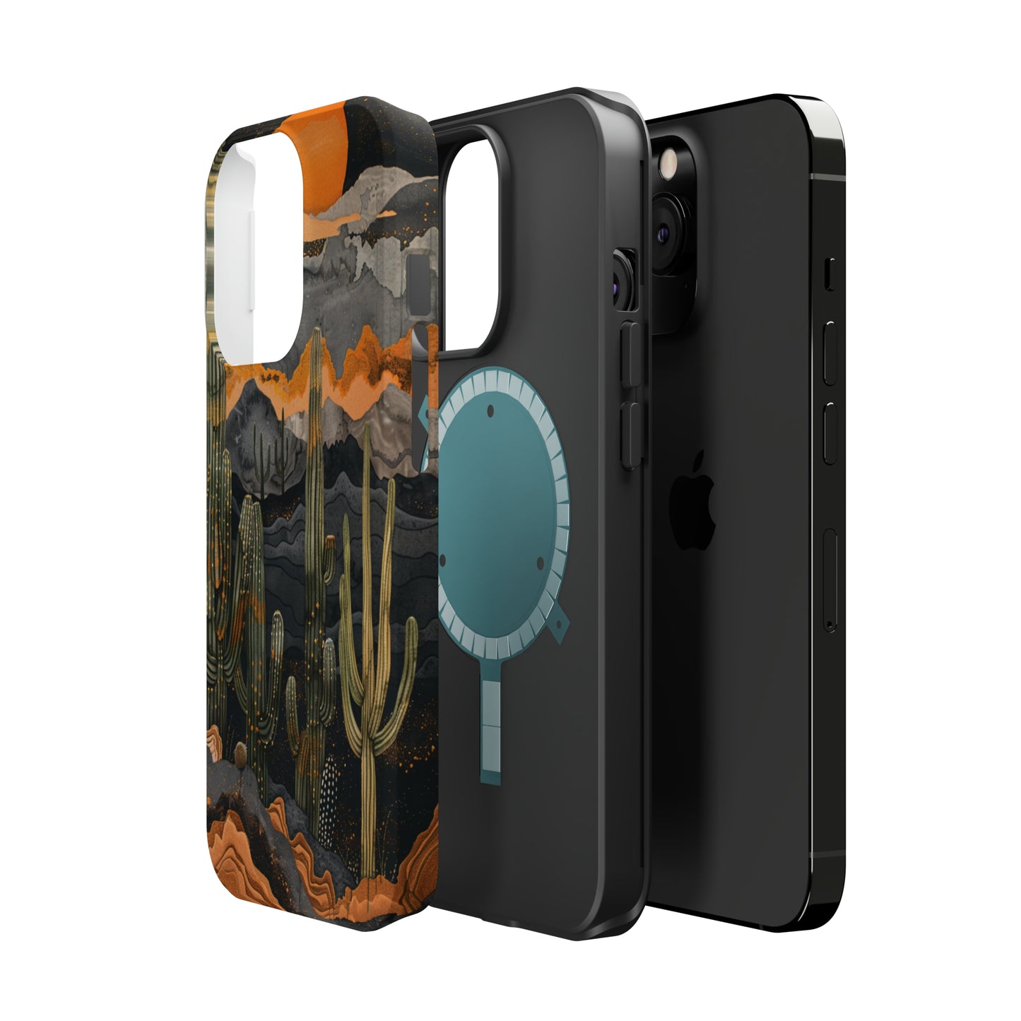 Desert Dusk MagSafe iPhone Case - Cacti Silhouettes & Sundown Hues for iPhone 15, 14, and 13 Series