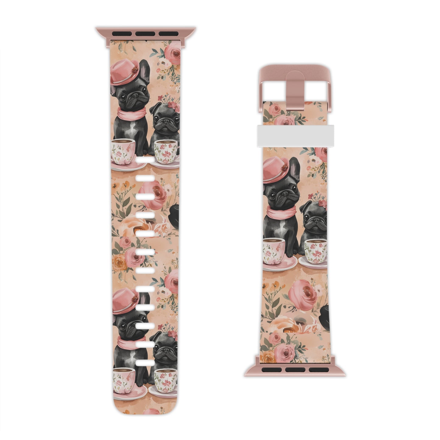 Floral French Bulldogs  Apple Watch Band