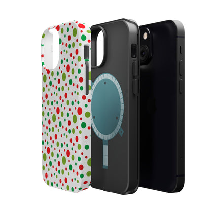 Red & Green Christmas Polka Dots – MagSafe iPhone Case