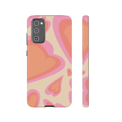 Retro Pink Hearts Samsung Galaxy Case – Shock-Resistant, Matte Finish, Dual-Layer Protection