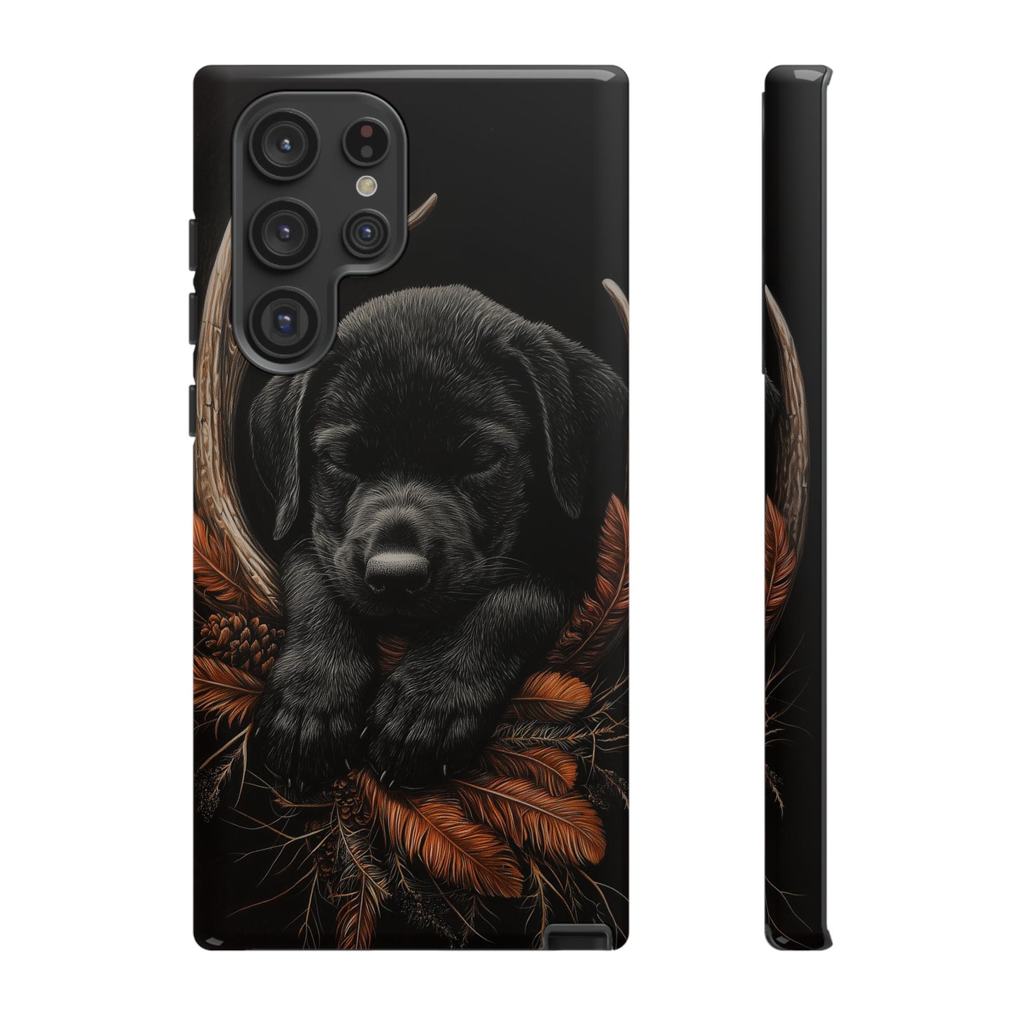 Charming Black Labrador Puppy on Feathers Samsung Galaxy Case