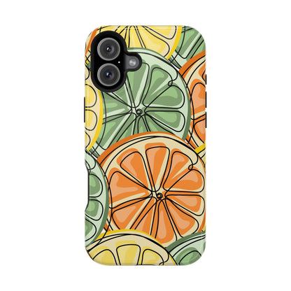 Citrus Zest Tough MagSafe iPhone Case – Bold Lime, Lemon, and Orange Design, Shockproof Protection