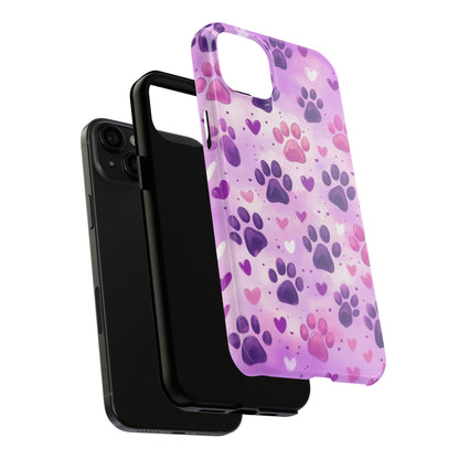 Purple Paw Print iPhone Case - Cute Pet-Themed Protective Cover