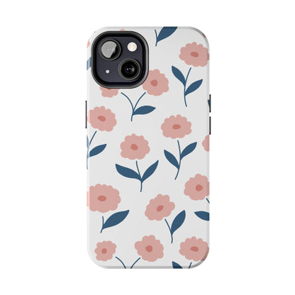 Playful Pink Floral Tough iPhone Case – Soft Pastel Design, Slim & Shockproof