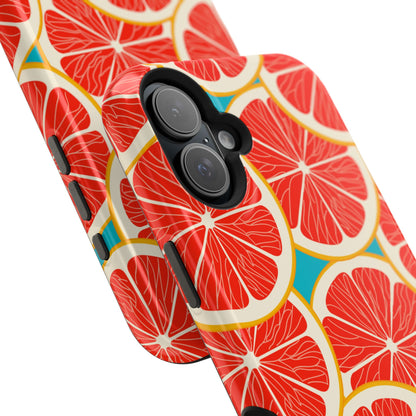 Ruby Grapefruit Pop Tough MagSafe iPhone Case – Vibrant Citrus Design, Shock-Resistant Protection