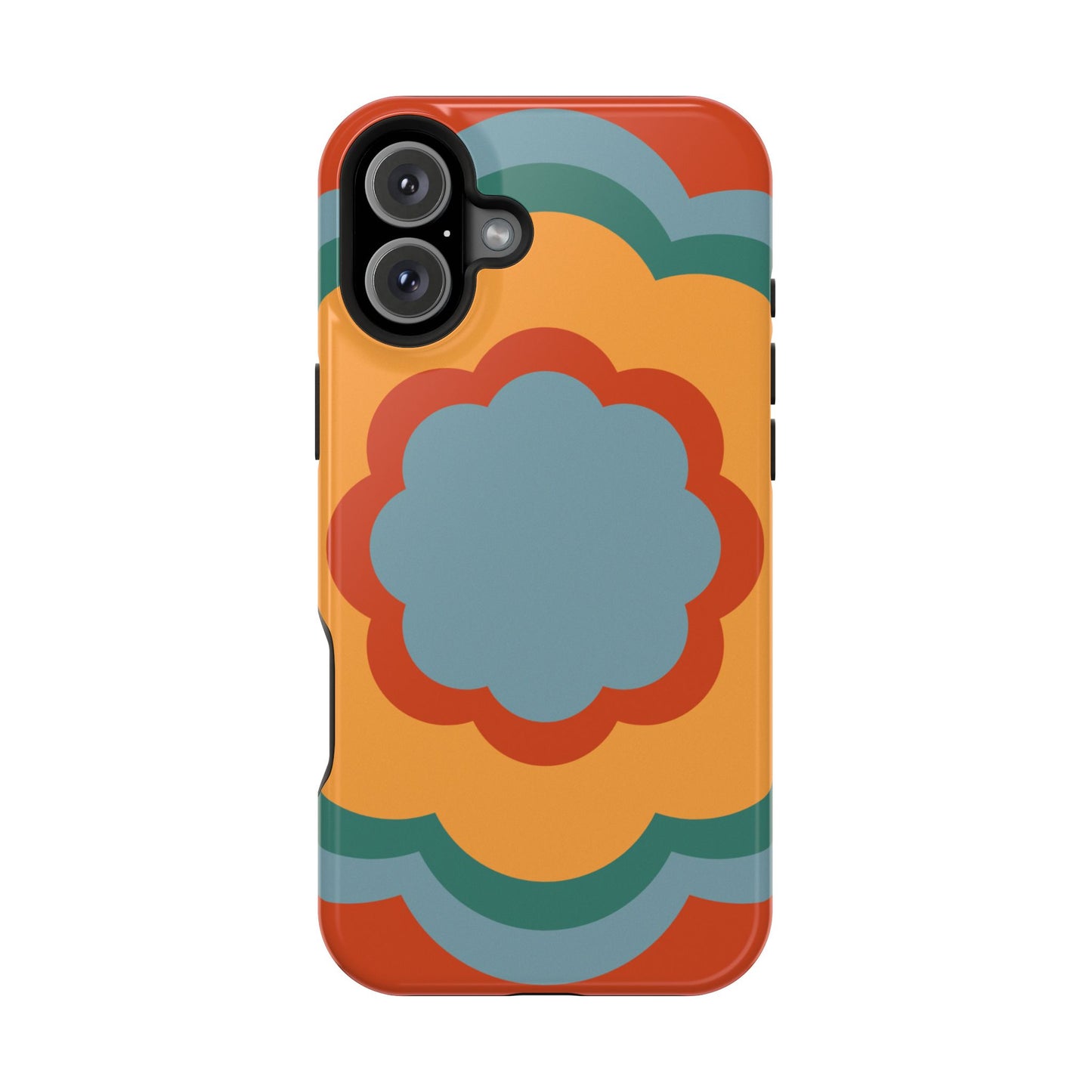 Retro Flower Power MagSafe iPhone Case – Bold 70s-Inspired Design with Dual-Layer Protection