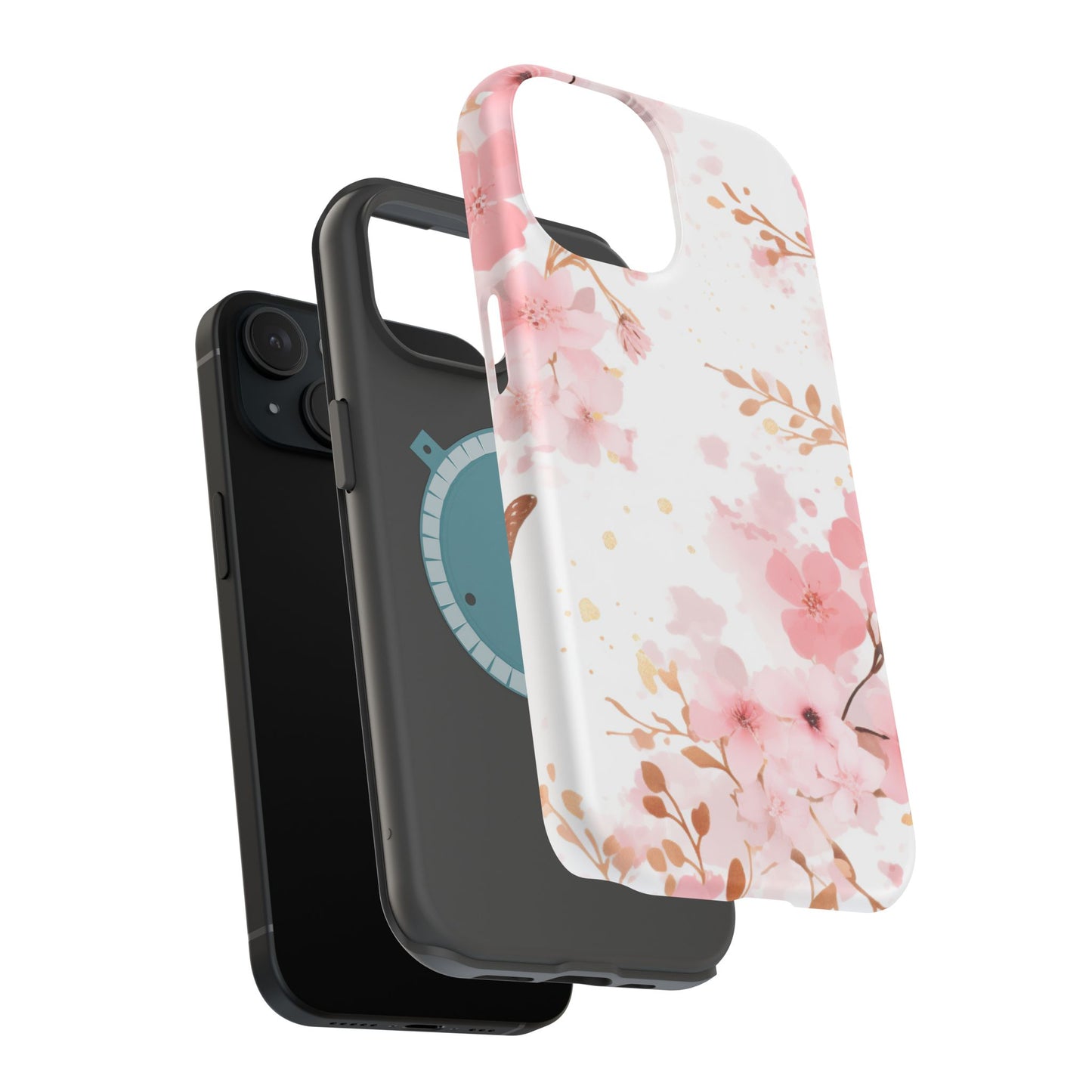 Soft Pink Cherry Blossom MagSafe Case – Floral Elegance with Wireless Charging