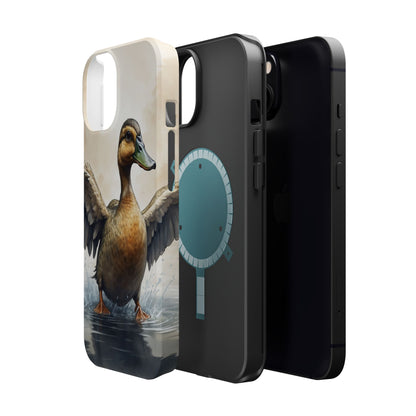 Graceful Duck in Watercolor Scene - MagSafe iPhone Case