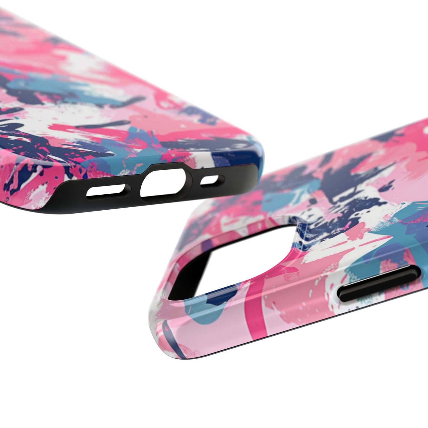 Vibrant Pink & Navy Abstract Splash – iPhone Case