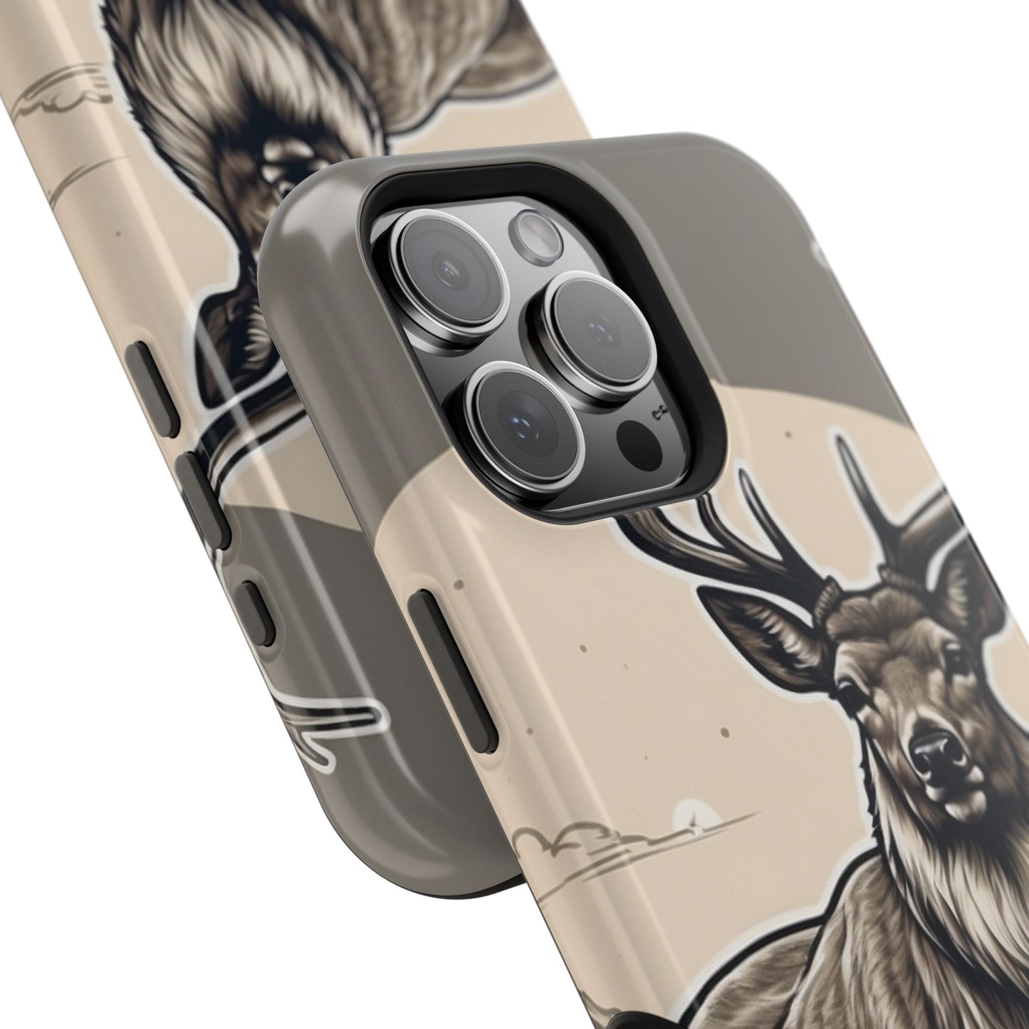 Monochrome Majesty – Regal Stag MagSafe iPhone Cases