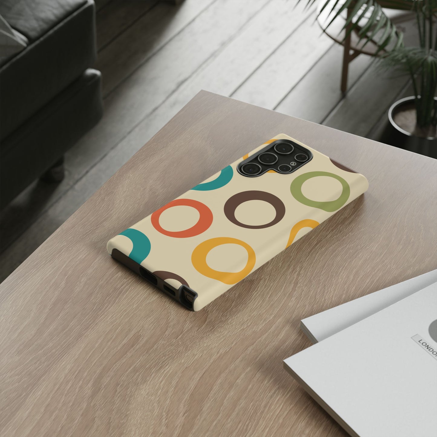 Retro Colorful Rings Samsung Galaxy Case – Shockproof, Matte Finish, Dual-Layer Protection