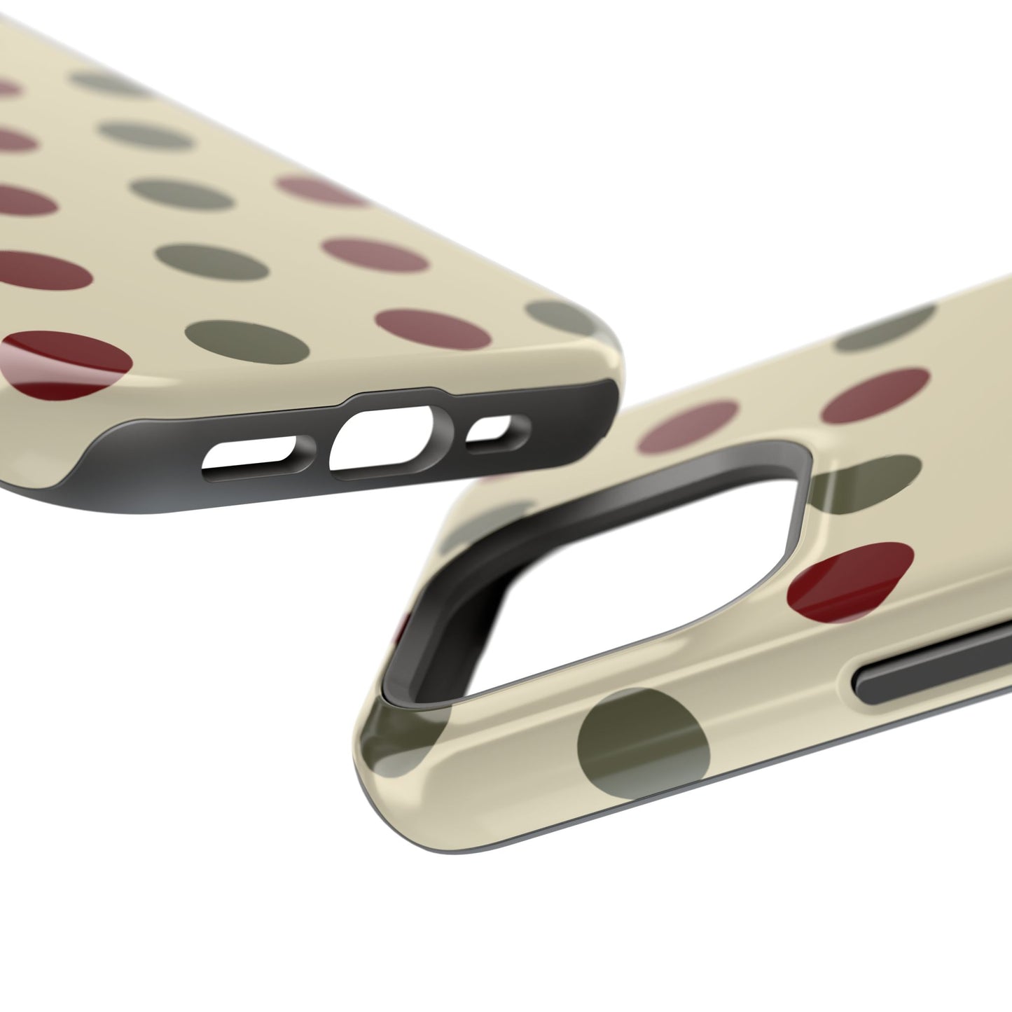 Red & Green Polka Dots on Cream – MagSafe iPhone Case