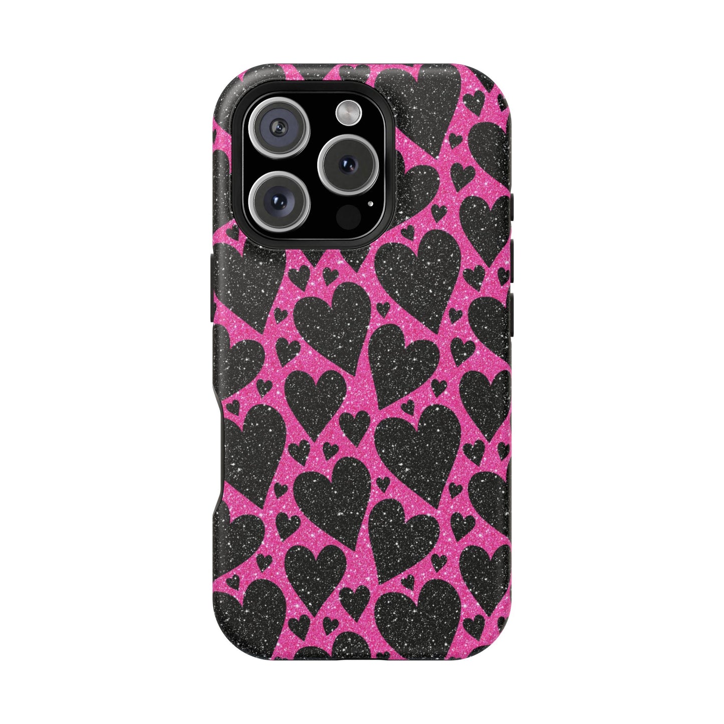 Pink Glitter Hearts MagSafe iPhone Case