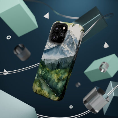 Watercolor Alpine Mountainscape - MagSafe iPhone Case