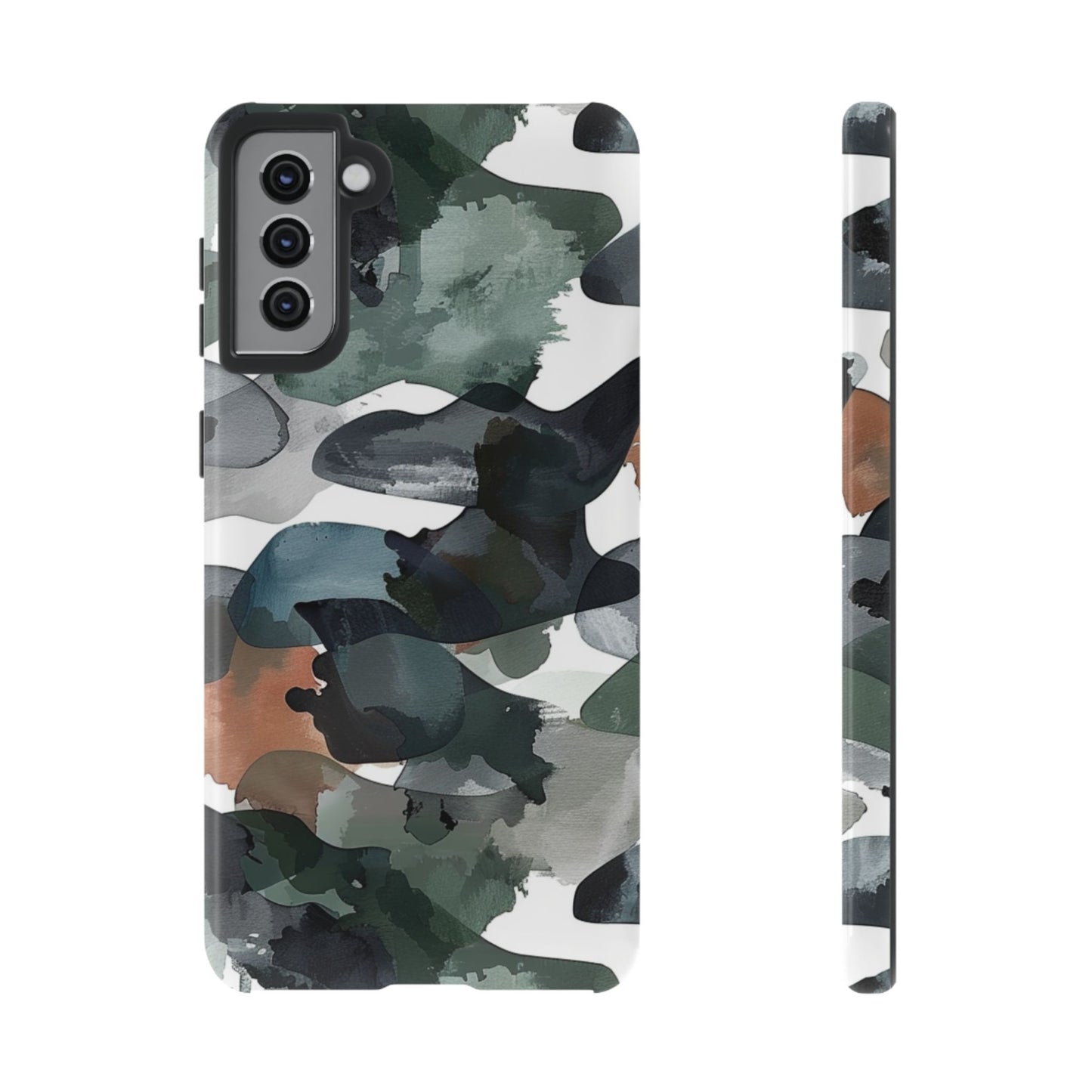 Moody Abstract Watercolor Samsung Galaxy Case – Dark Green and Brown Artistic Design