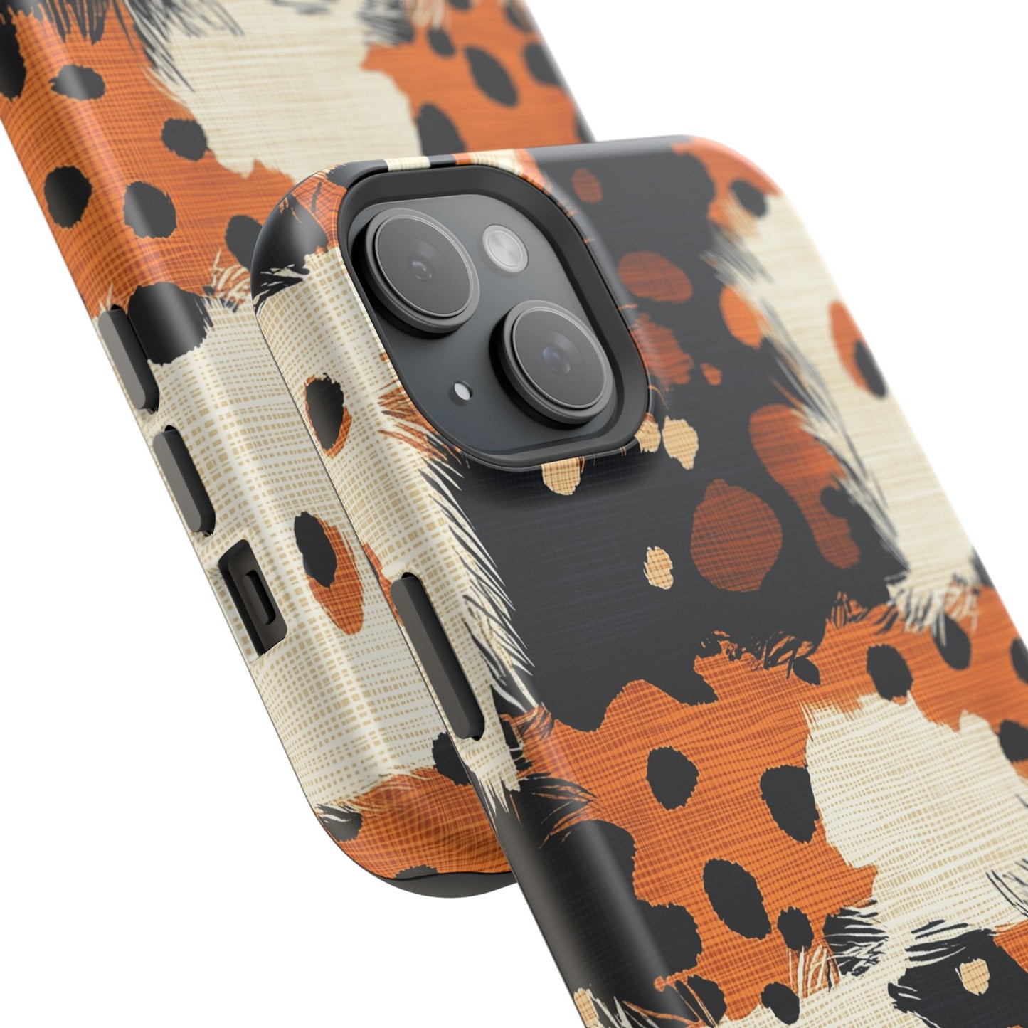 MagSafe iPhone Case: Cheetah Plaid – Brown & Black Pattern