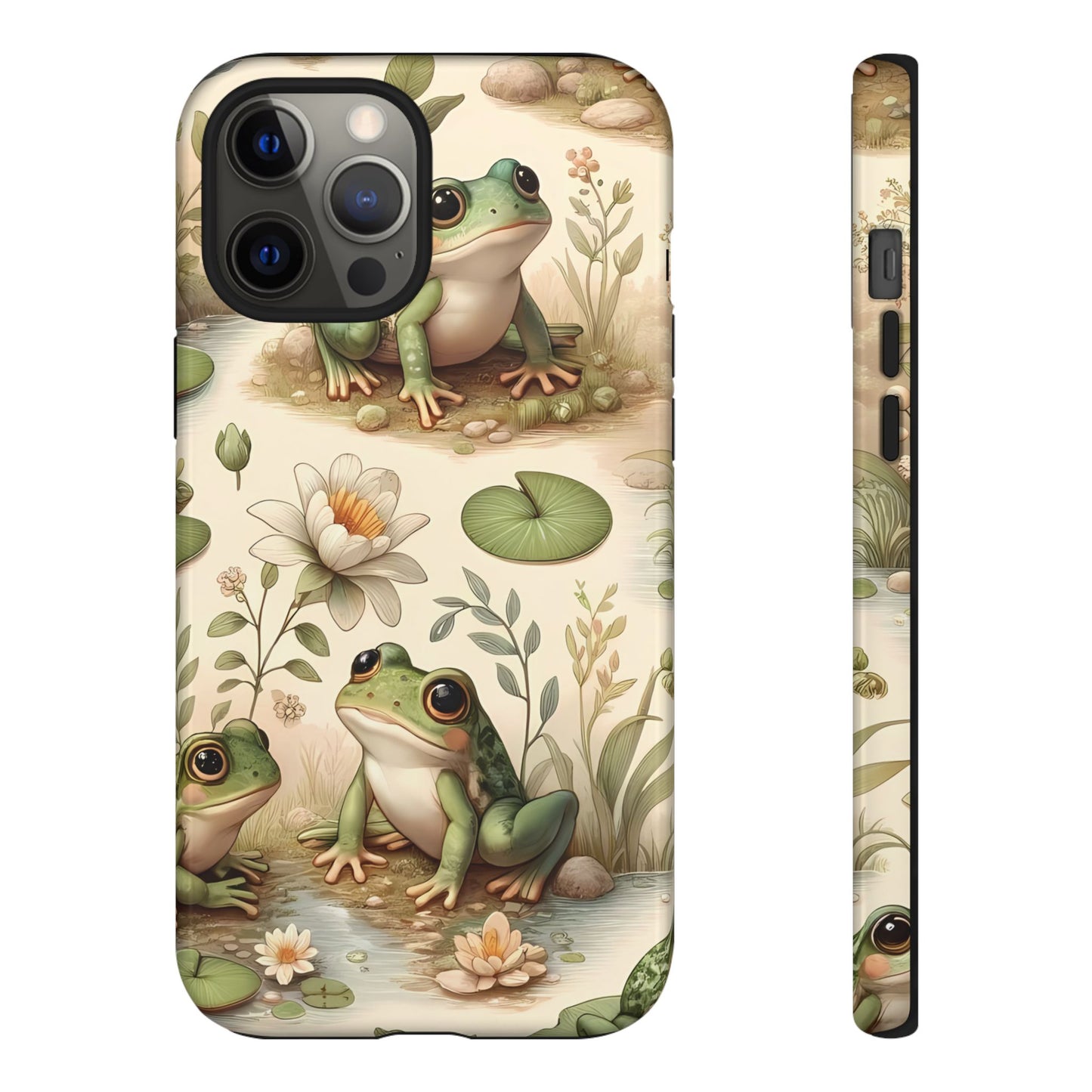 Cute Frogs Phone Case - Pond Pals Frolic - Charming Frog Lily Pad Phone Case for iPhone, Google & Samsung! Great Gift For Any Frog Lover!