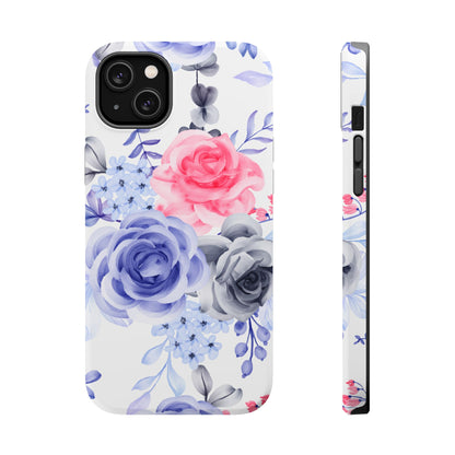 Elegant Blue Floral Watercolor Design – MagSafe iPhone Case