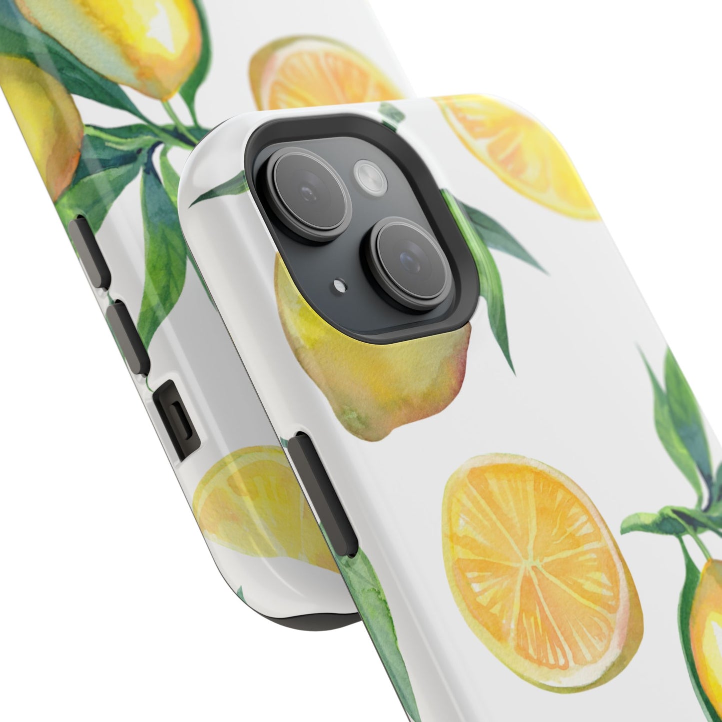 Lemon Grove Watercolor Tough MagSafe iPhone Case – Fresh Citrus Design, Dual-Layer Protection