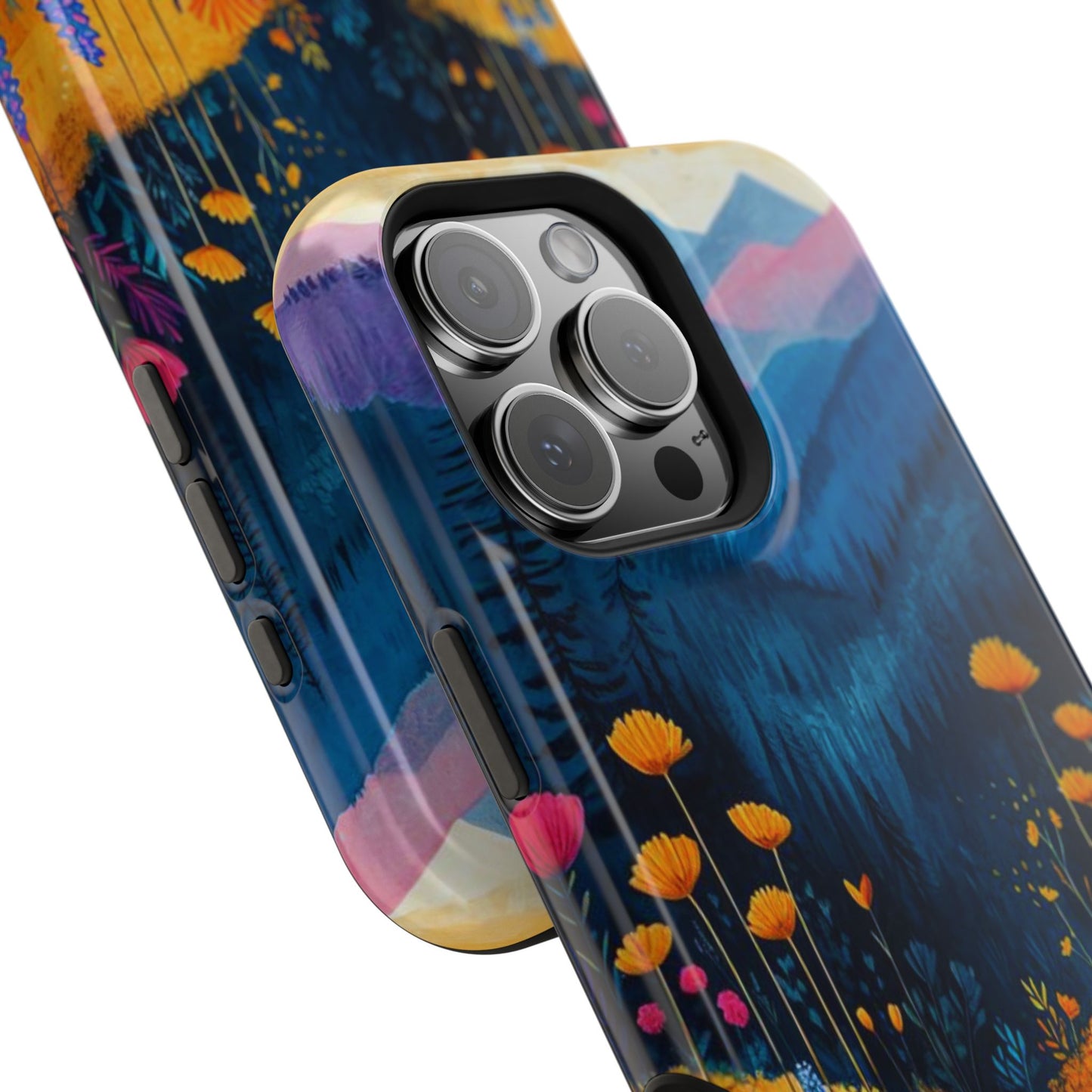 Vibrant Wildflower Mountain MagSafe iPhone Case – Bold Nature Art, Dual - Layer Protection - BOGO Cases