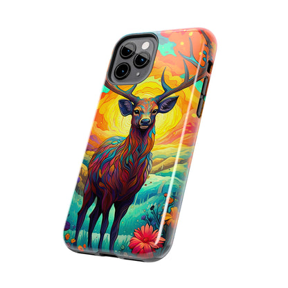 Vibrant Stag in Bloom – iPhone Case