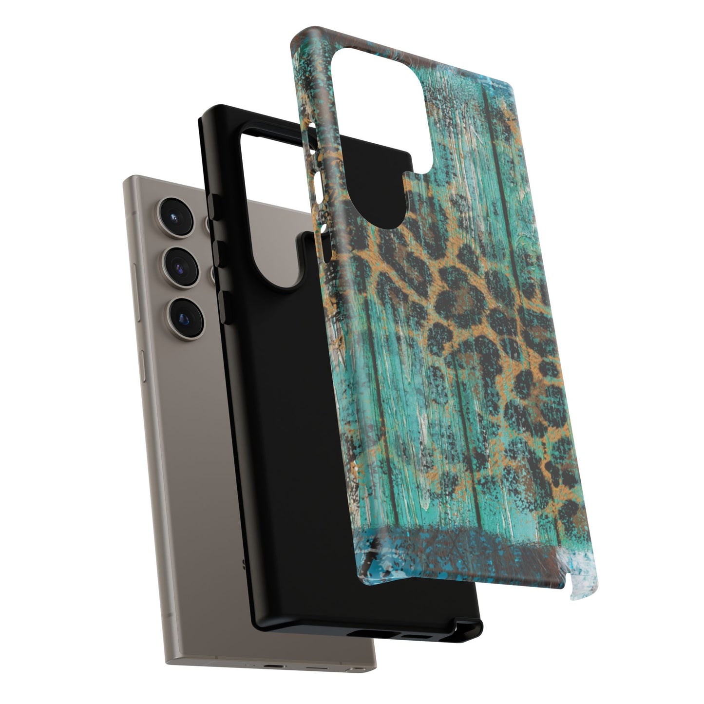 Turquoise Rustic Leopard Wood - Samsung Galaxy Series Case