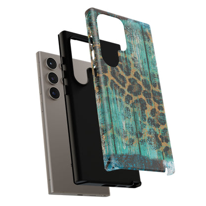 Turquoise Rustic Leopard Wood - Samsung Galaxy Series Case