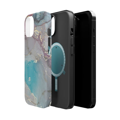 Sky Blue & Purple Marble Wave – MagSafe Case with Dreamy Marble Design