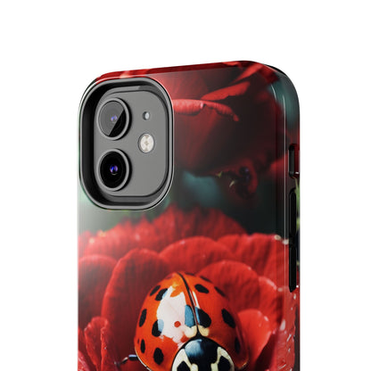 Elegant Rose & Ladybug Charm - iPhone Series Case