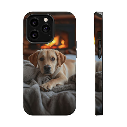 Cozy Golden Retriever by the Fireplace - MagSafe Case