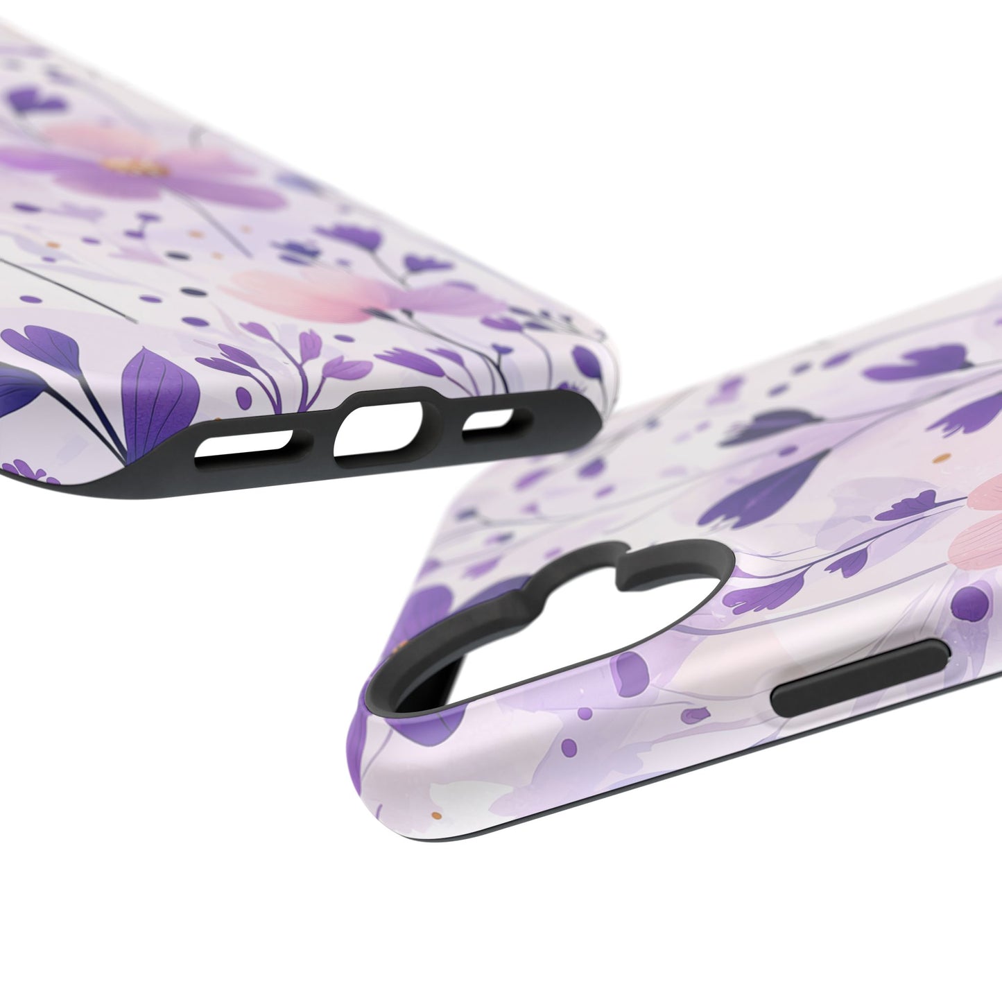 Purple Floral Bliss MagSafe iPhone Case – Delicate Blossom Design