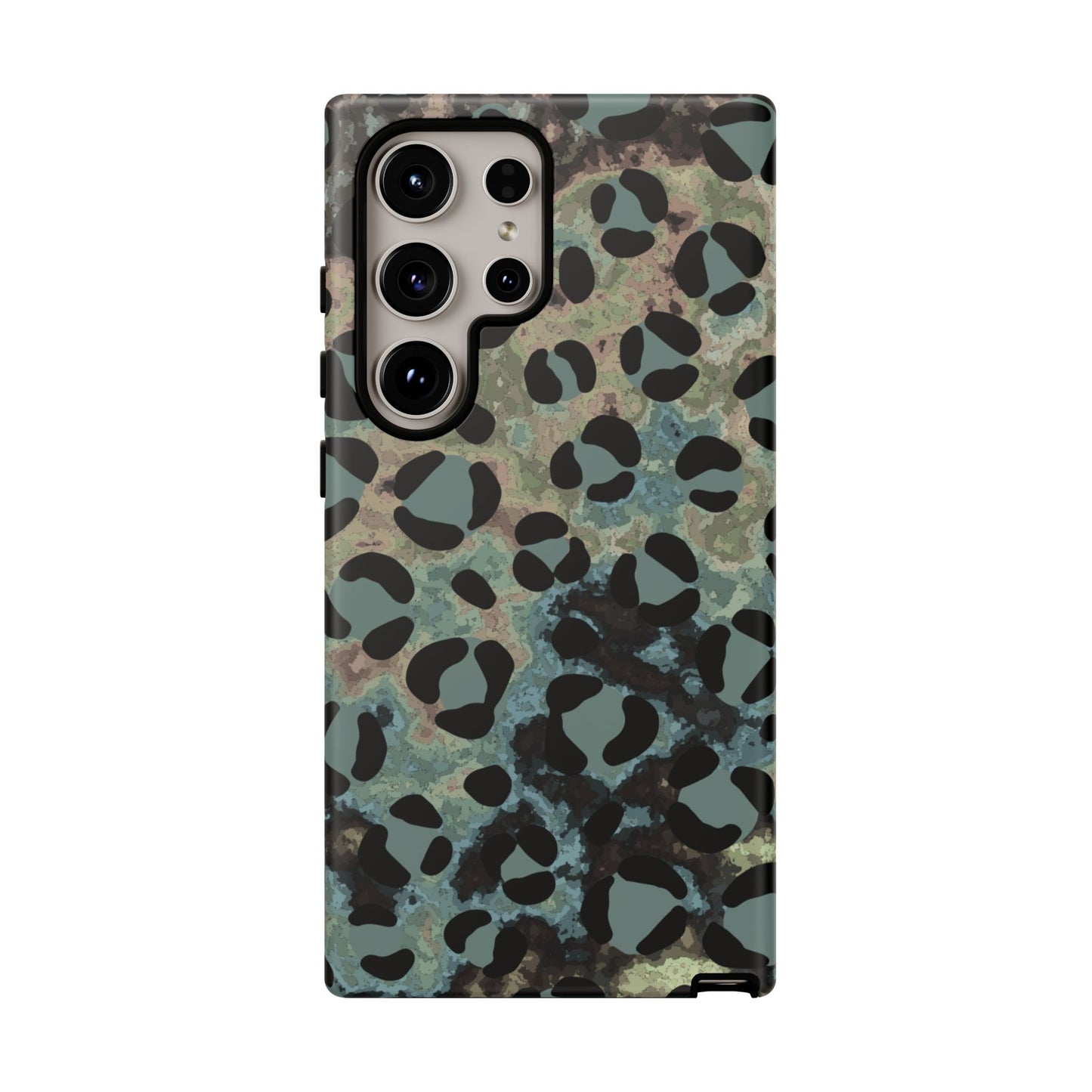 Moody Watercolor Leopard Print Tough Samsung Galaxy Case – Earthy Abstract Pattern with Dual-Layer Protection