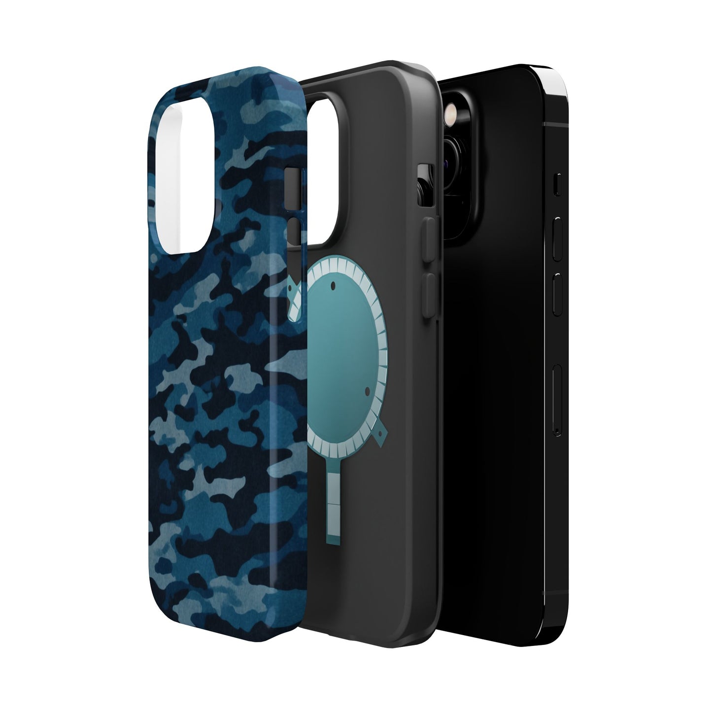 Dark Blue Camouflage – MagSafe iPhone Case with Modern Rugged Style