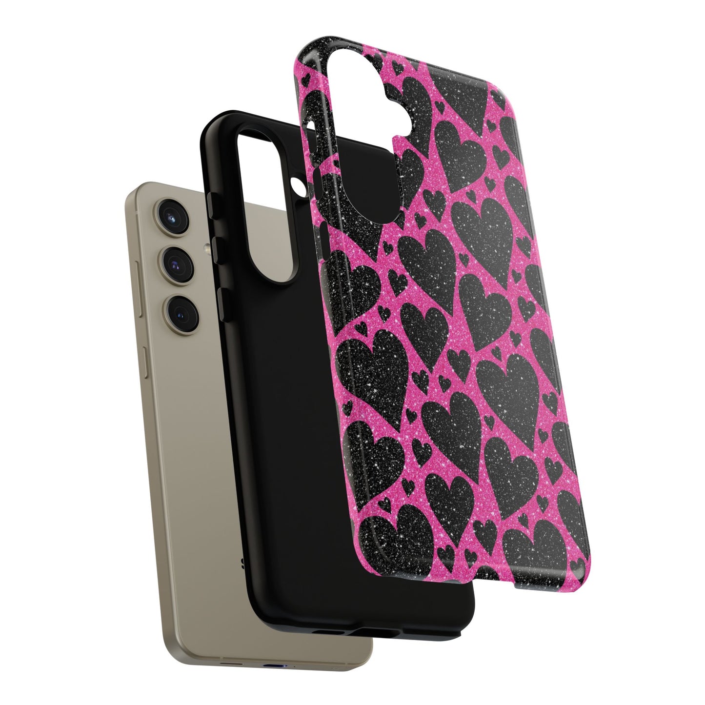 Pink Glitter Hearts Samsung Galaxy Case