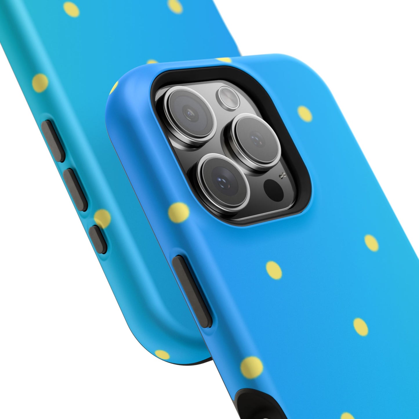 Blue Ocean Gradient Polka Dots MagSafe iPhone Case – Shockproof, Smooth Matte Finish, Dual-Layer Design