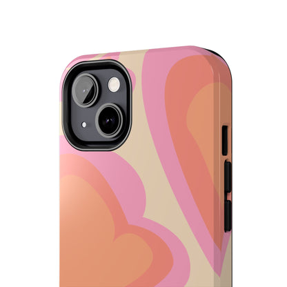 Retro Pink Hearts iPhone Case – Shock-Resistant, Matte Finish, Dual-Layer Protection