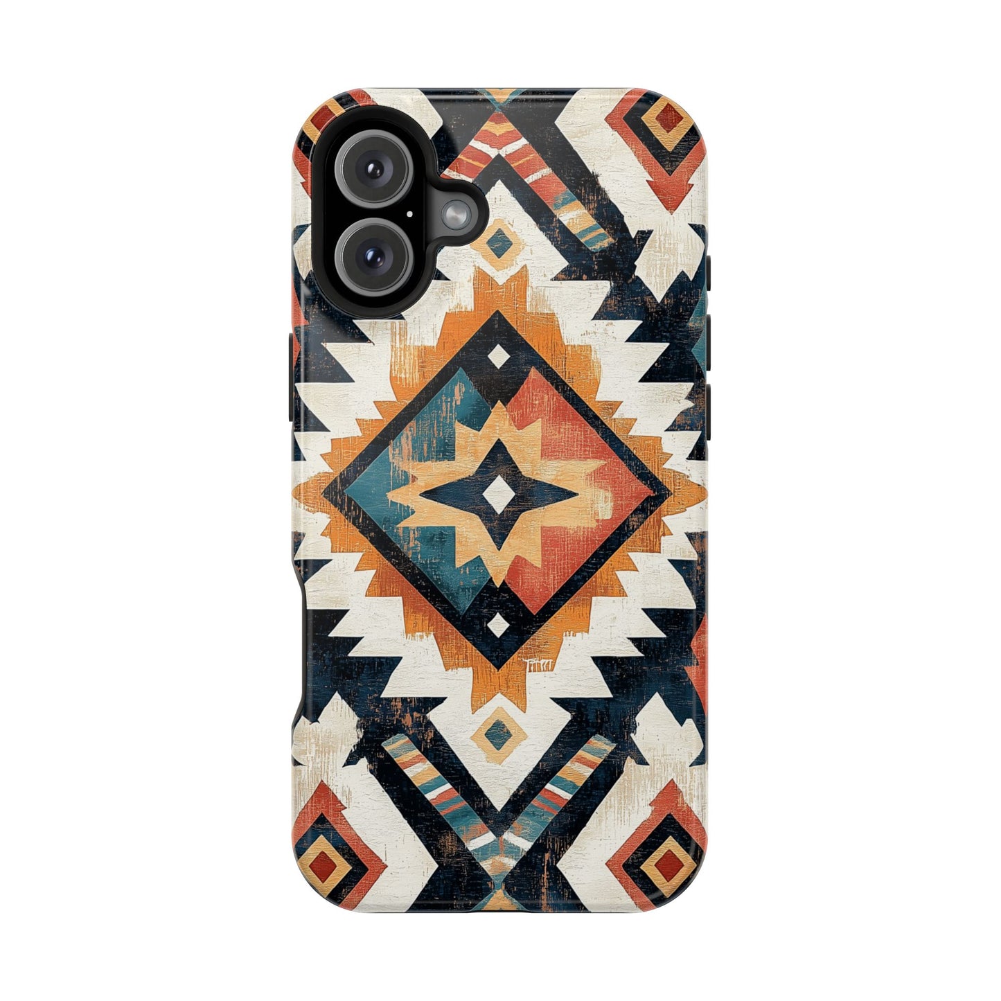 Vintage Southwestern Diamond Tough MagSafe iPhone Case – Rustic Tribal Design, Dual-Layer Protection