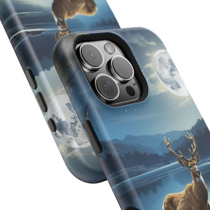 Moonlit Elegance: Stag by the Lake – MagSafe iPhone Case