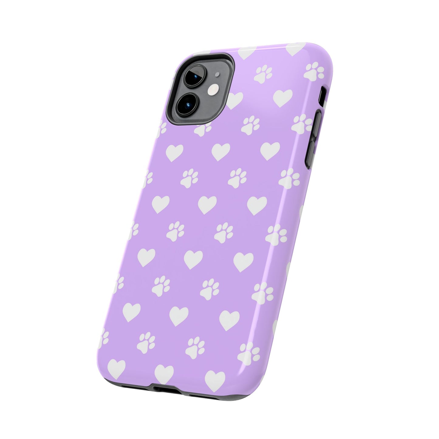 Lilac Paw Prints & Hearts – iPhone Case