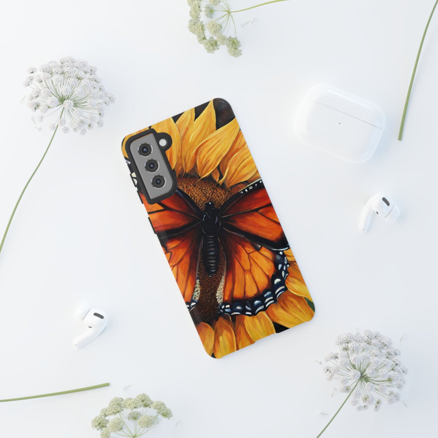 Monarch Butterfly & Sunflower Art – iPhone Case