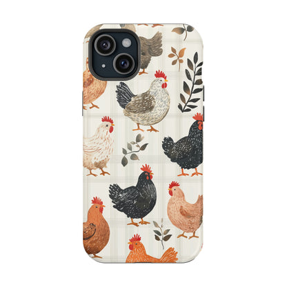 MagSafe iPhone Case: Vintage Chicken & Leaves – Farmhouse Style Case