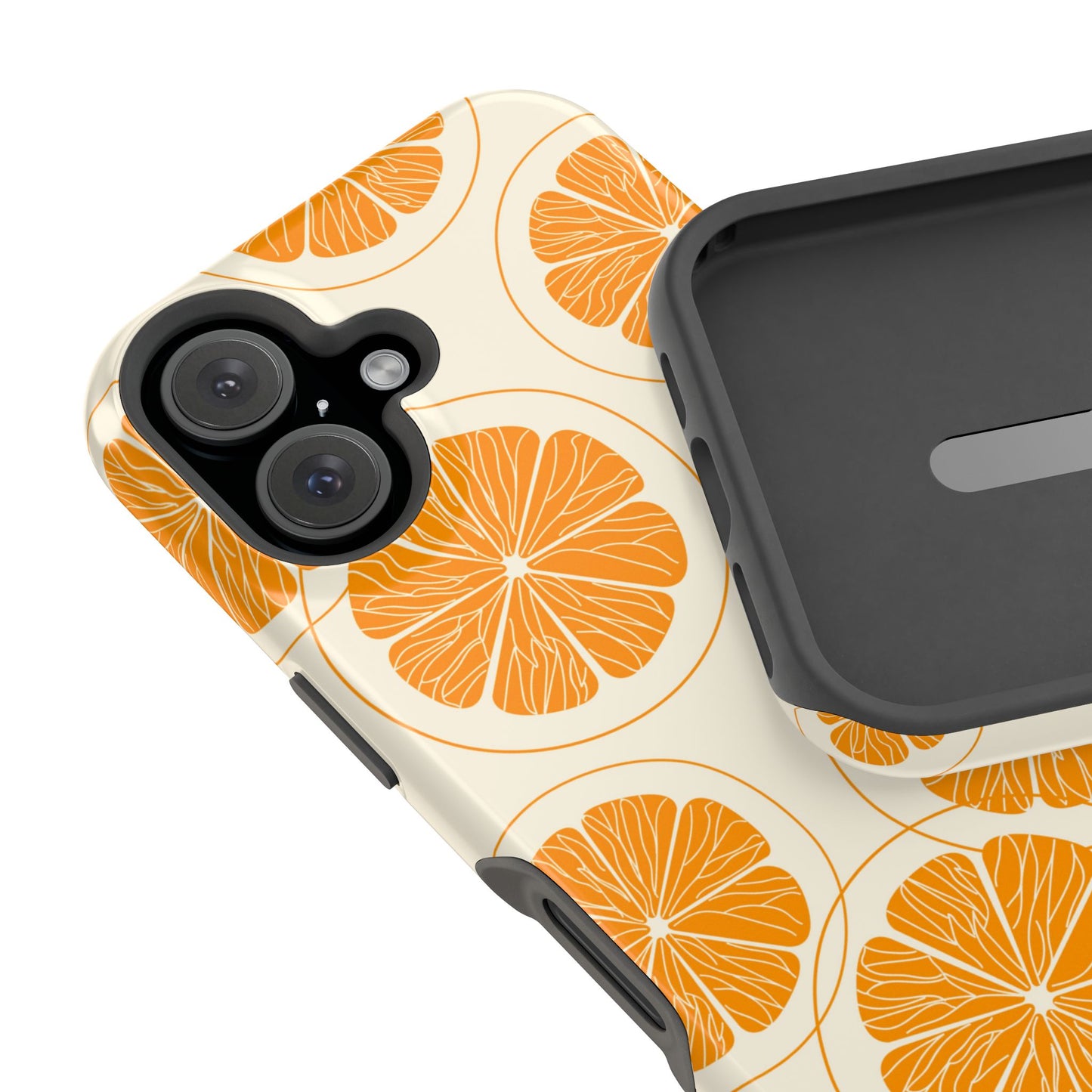 Citrus Burst Pattern Tough MagSafe iPhone Case – Bold Orange Design, Shockproof Protection