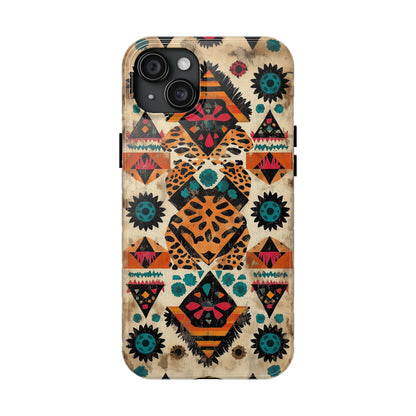 Bohemian Leopard & Tribal Floral Tough MagSafe iPhone Case – Vibrant Eclectic Design, Dual - Layer Protection - BOGO Cases