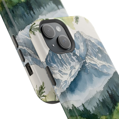 Watercolor Alpine Mountainscape - MagSafe iPhone Case