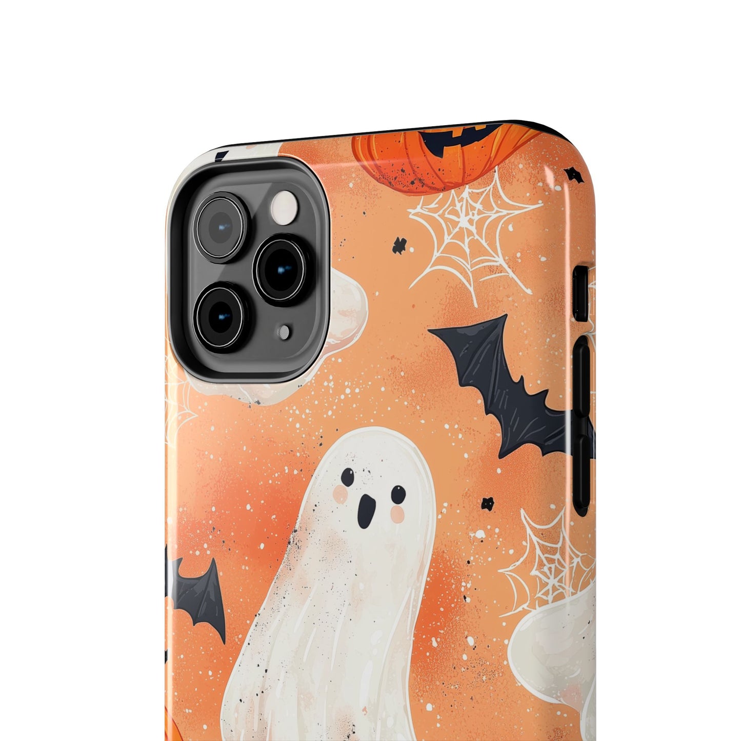 Spooky Cute Ghost iPhone Case – Halloween Ghosts, Pumpkins, Bats & Cobwebs Design