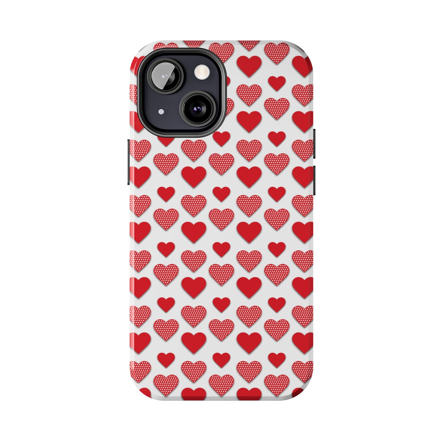 Red & Polka Dot Hearts iPhone Case