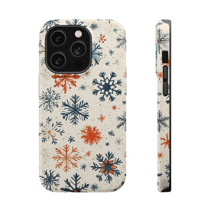 Rustic Orange and Blue Snowflake Pattern – MagSafe iPhone Series Case