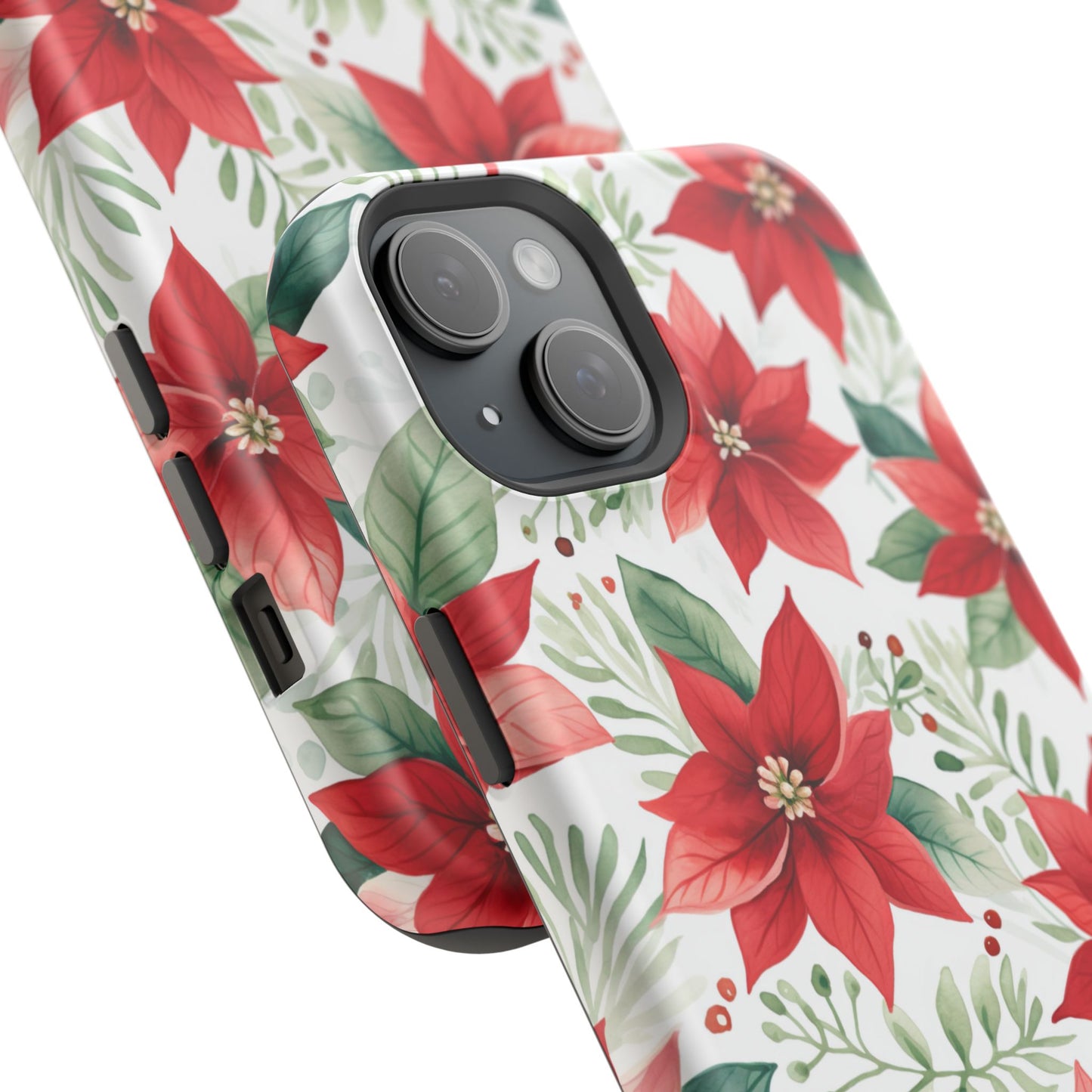 Festive Poinsettia Holiday Pattern – MagSafe iPhone Series Case