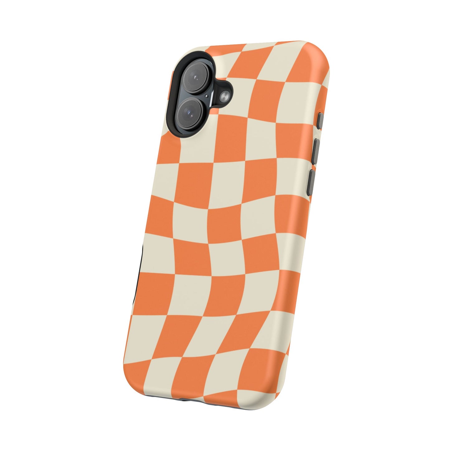 Wavy Retro Checkerboard MagSafe iPhone Case – Shockproof, Matte Finish, Dual-Layer Protection